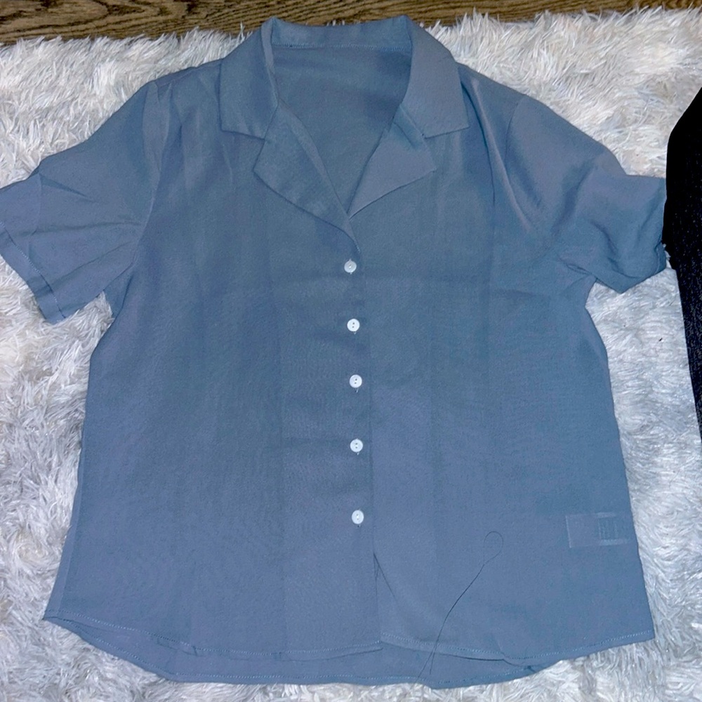 SHEIN blue button down women’s top - size L